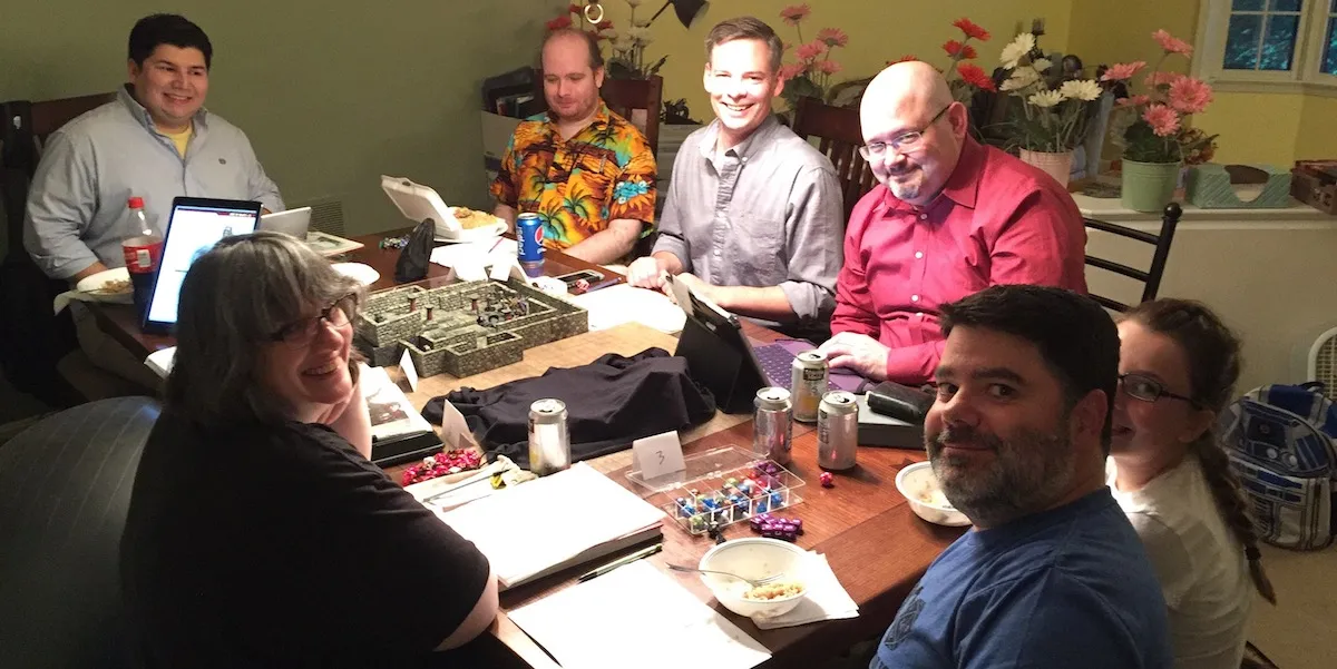 A group of friends playing the popular tabletop role-playing game Dungeons and Dragons